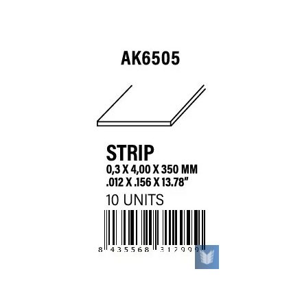 STYRENE STRIP - Strips 0.30 x 4.00 x 350mm