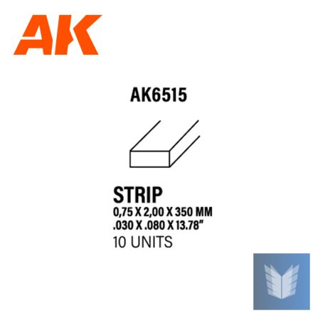 STYRENE STRIP - Strips 0.75 x 2.00 x 350mm