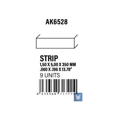 STYRENE STRIP - Strips 1.50 x 5.00 x 350mm