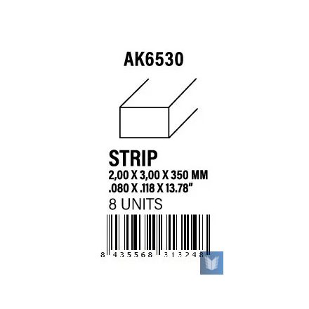 STYRENE STRIP - Strips 2.00 x 3.00 x 350mm