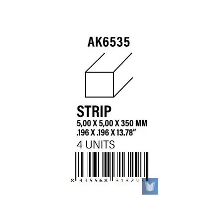 STYRENE STRIP - Strips 5.00 x 5.00 x 350mm