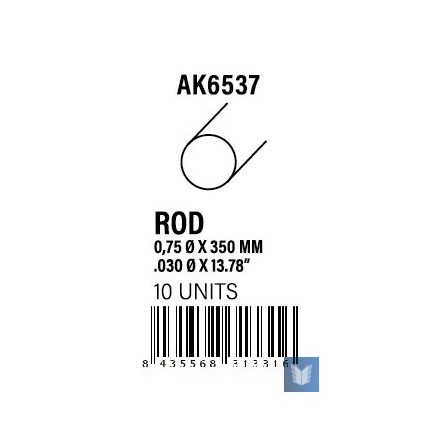 STYRENE STRIP - Rod 0.75 diameter x 350mm