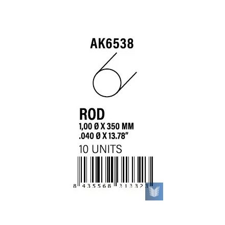 STYRENE STRIP - Rod 1.00 diameter x 350mm