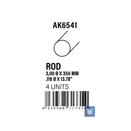 STYRENE STRIP - Rod 3.00 diameter x 350mm