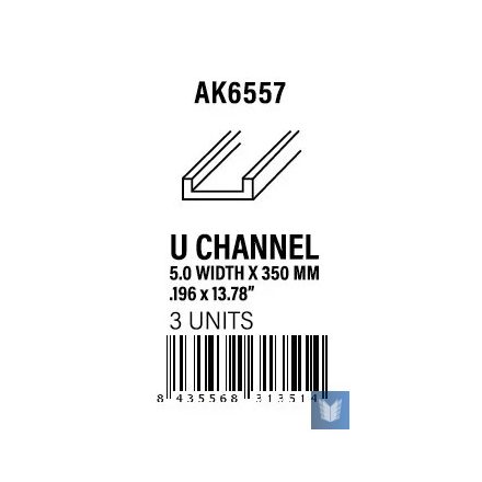 STYRENE STRIP - U Channel 5.0 width x 350mm