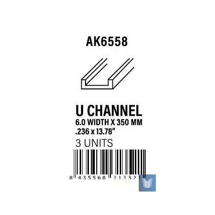 STYRENE STRIP - U Channel 6.0 width x 350mm