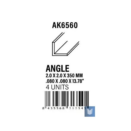 STYRENE STRIP - Angle 2.00 x 2.00 x 350mm