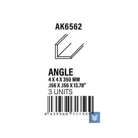 STYRENE STRIP - Angle 4.00 x 4.00 x 350mm