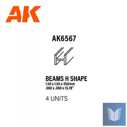 Styrene Strip - Beams H Shape 1.5 X 1.5 X 350mm