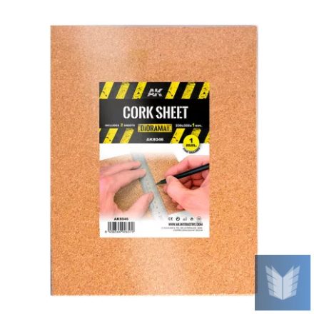 Building material - CORK SHEETS-FINE GRAINED -200x300x1mm (2 SHEETS)